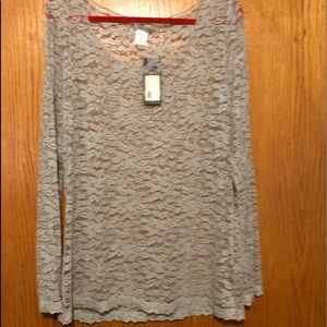Light grey see through lace long sleeve